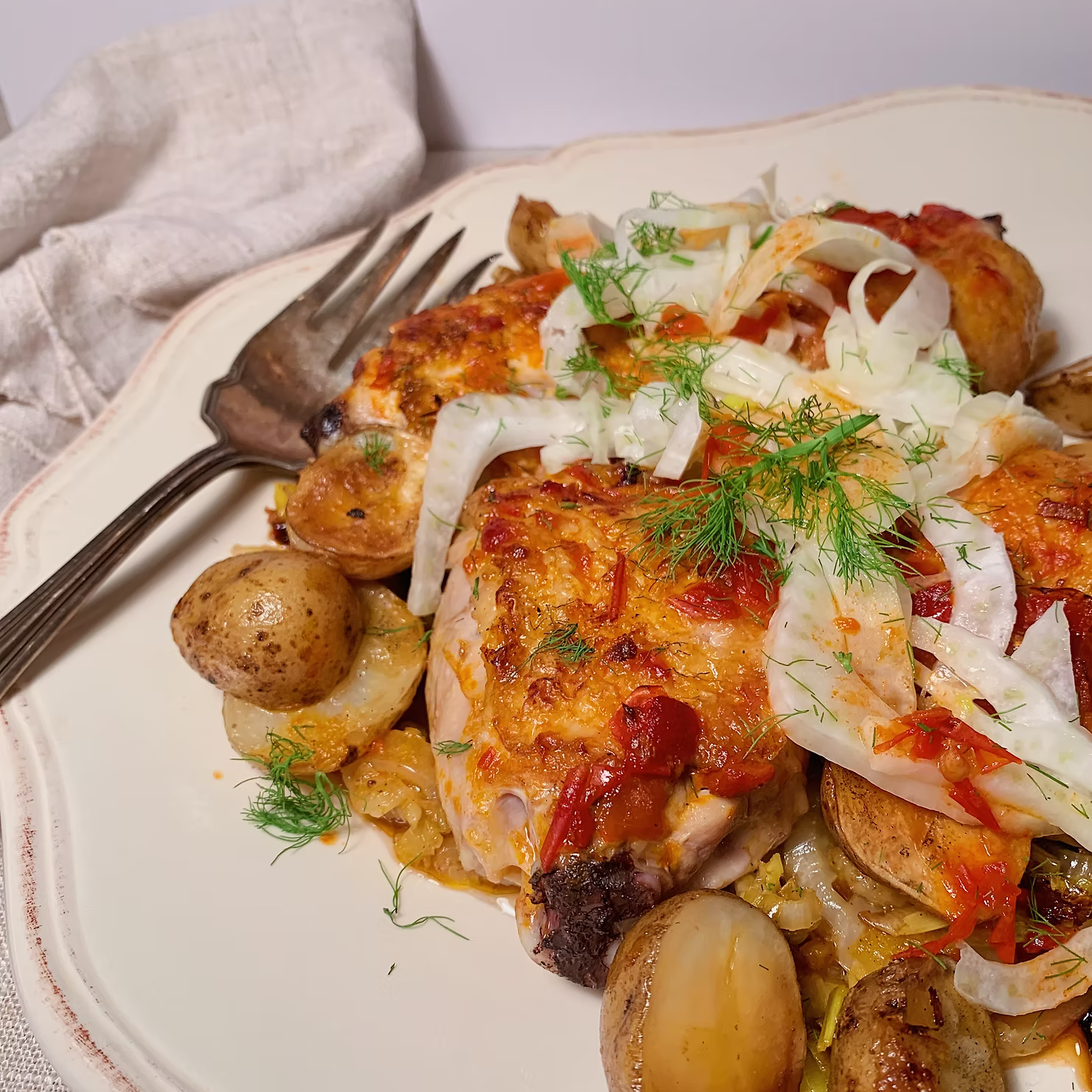 Crispy Harissa Chicken Thighs