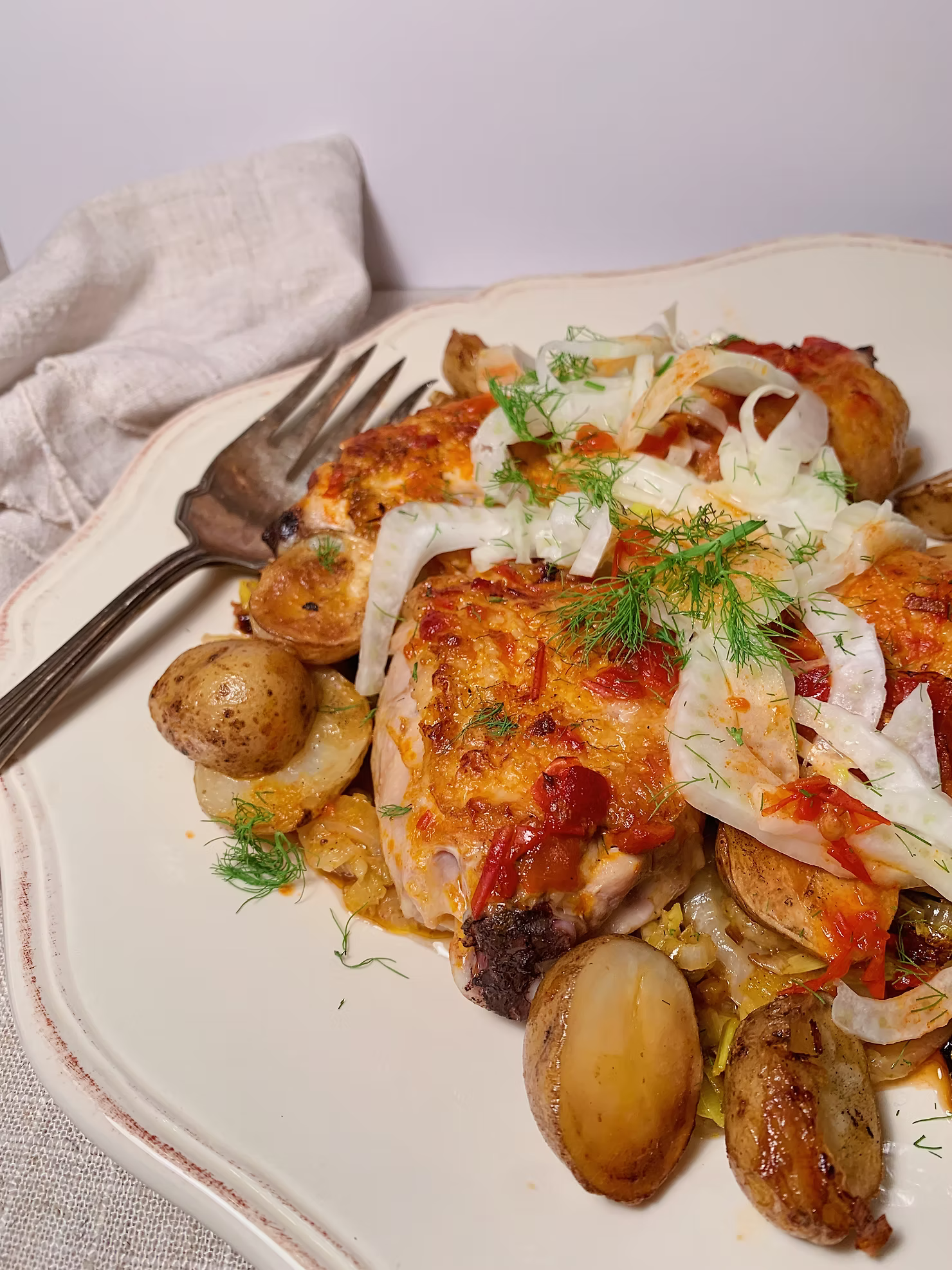Crispy Harissa Chicken Thighs
