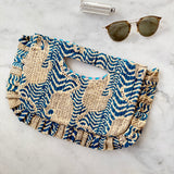 Teal Tiger Ruffle Clutch