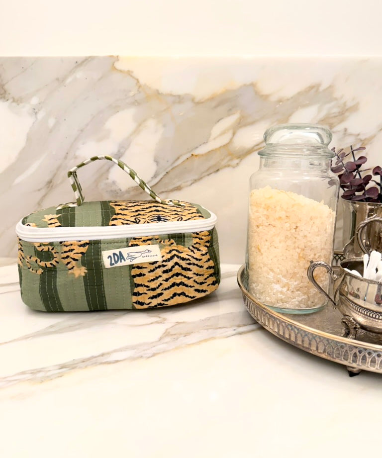 Green Tiger Stripe Cosmetic Bag