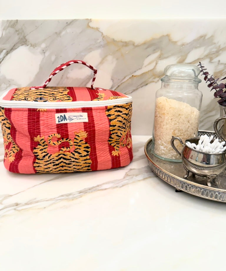 Pink on Pink Tiger Stripe Cosmetic Bag