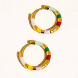Avielle 18K Gold Vintage Enamel Hoop Earring: Brown