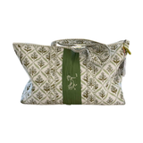 Block Print Mahjong Tote Bag- Green