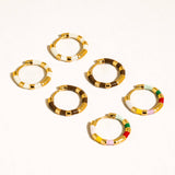 Avielle 18K Gold Vintage Enamel Hoop Earring: White