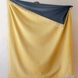Recycled Wool Picnic Blanket- Yellow Herringbone