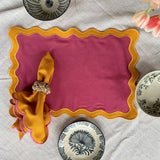 Cotton Scalloped Placemat Set- Raspberry