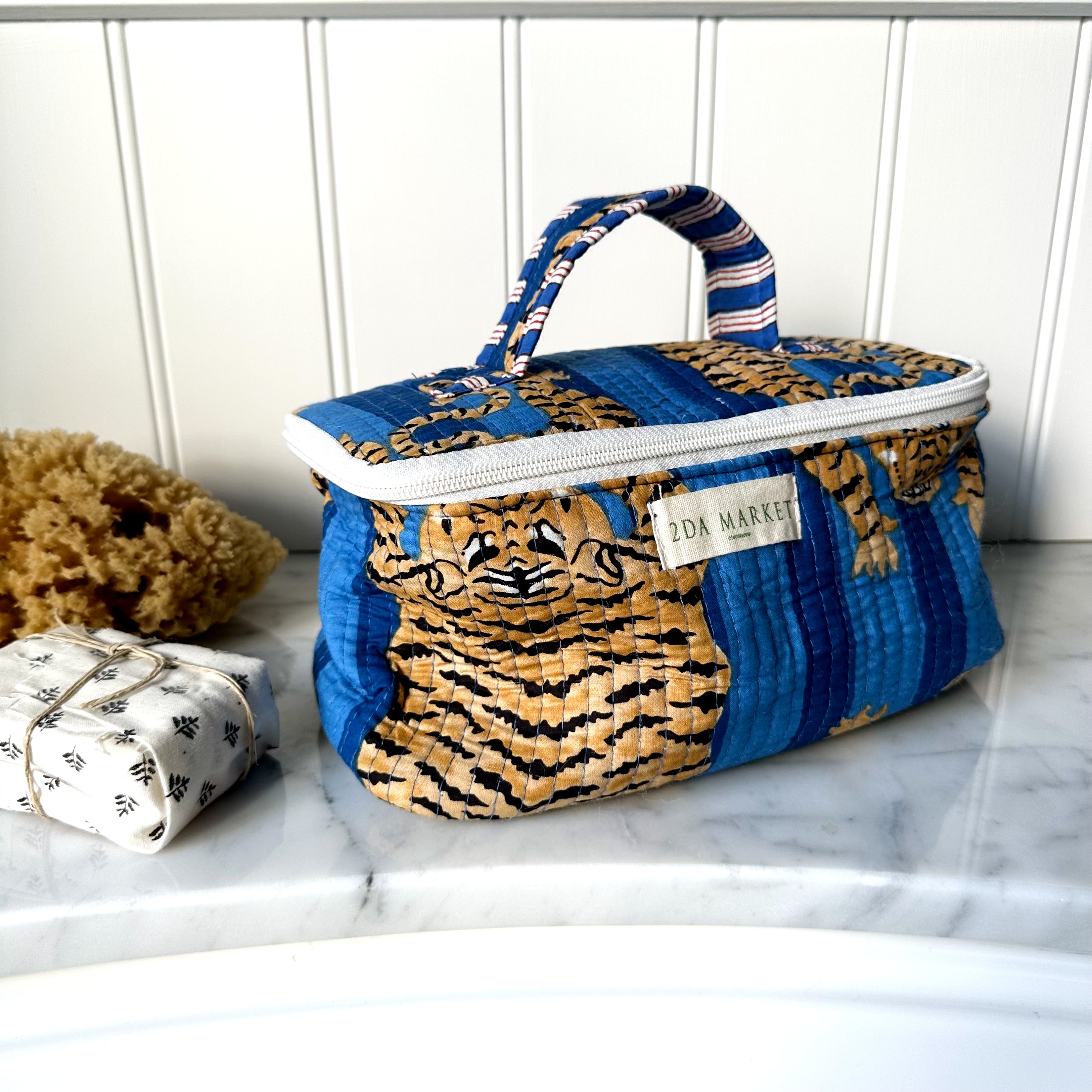 Blue Tiger Stripe Cosmetic Bag