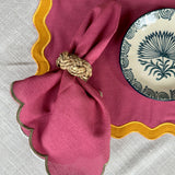 Scalloped Napkin Set- Raspberry