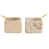 Marble & Sandstone Salt Holder with spoon