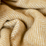 Recycled Wool Picnic Blanket- Yellow Herringbone