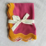 Cotton Scalloped Placemat Set- Raspberry