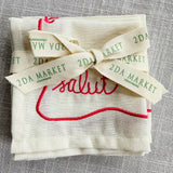 Hi! Embroidered Cocktail Napkin Set