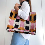 Velvet Tote- Black Square