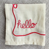 Hi! Embroidered Cocktail Napkin Set