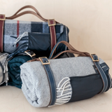Recycled Wool Picnic Blanket- Grey Herringbone