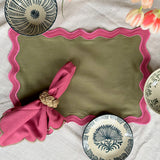 Cotton Scalloped Placemat Set- Olive