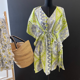 Grey, Lime Green and White Coverup