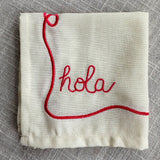 Hi! Embroidered Cocktail Napkin Set