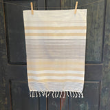 Mustard and Grey Striped Tea Towel
