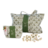 Block Print Mahjong Tile Pouch- Green