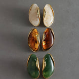 Maélie 18K Gold Non-Tarnish Resin Drop Earrings: Yellow Gold