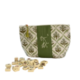 Block Print Mahjong Tile Pouch- Green
