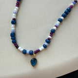 Blue and purple beaded necklace