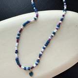 Blue and purple beaded necklace