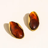 Maélie 18K Gold Non-Tarnish Resin Drop Earrings: Yellow Gold