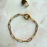 18K Gold Paperclip Charm Keeper Bracelet 6.5''