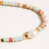 Swank Boho Beaded Pearl Necklace: Multi-Coloured