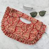 Red Leaf Ruffle Clutch