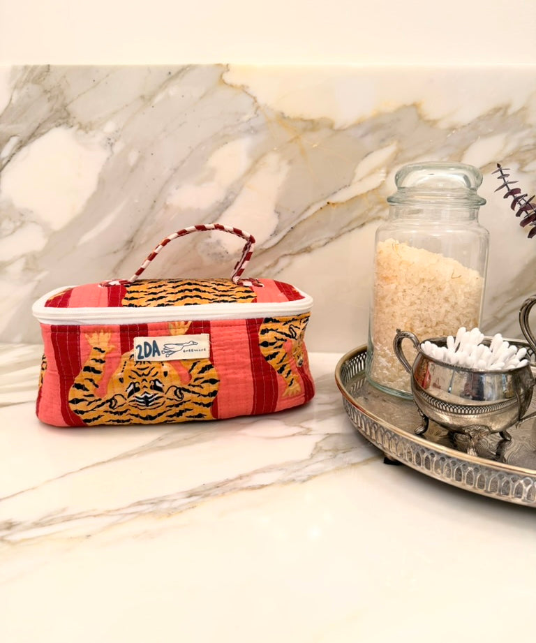 Pink on Pink Tiger Stripe Cosmetic Bag