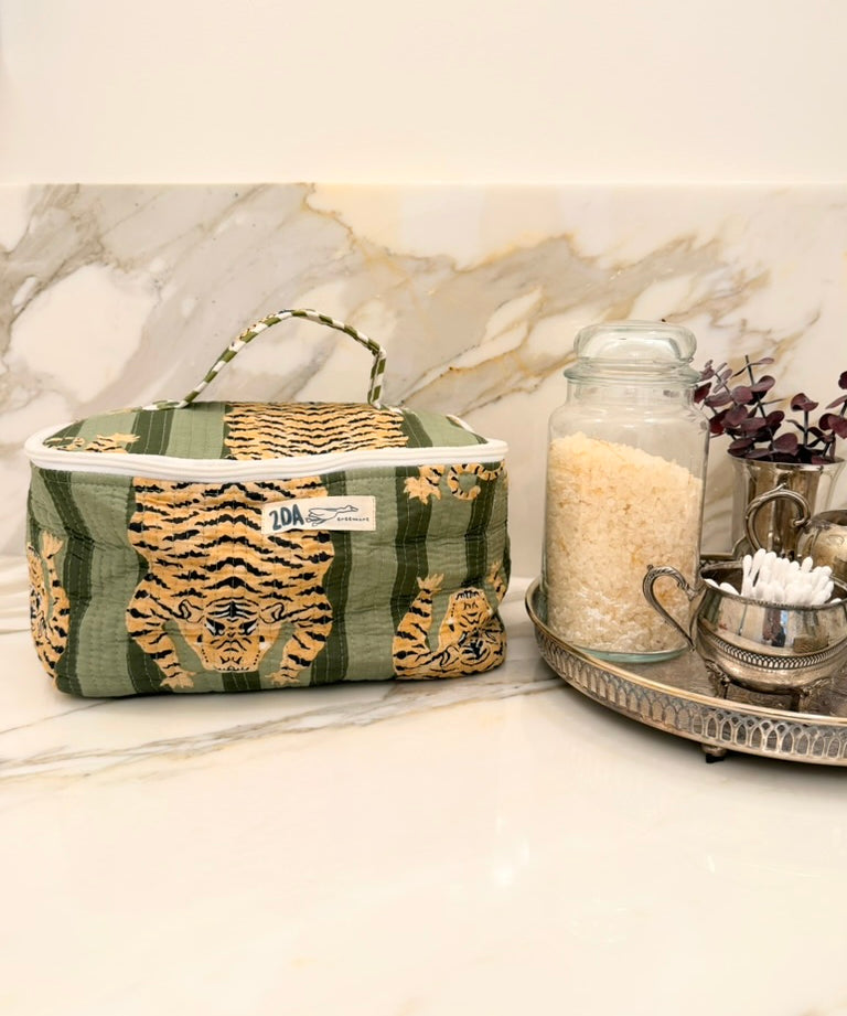 Green Tiger Stripe Cosmetic Bag