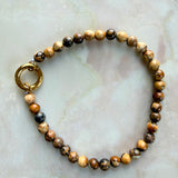 18K Gold Picture Jasper Charm Keeper Bracelet