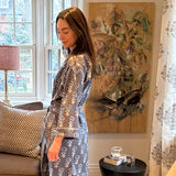 Block Print Blue and Grey Batik Robe