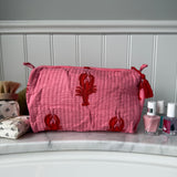 Lobsta Block Print Cosmetic Bag