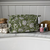 Green Bright Block Print Cosmetic Bag