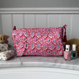 Pink Pods Block Print Cosmetic Bag
