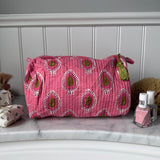 Preppy Pink Block Print Cosmetic Bag