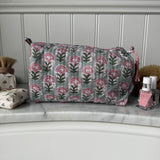 Dusty Pink Block Print Cosmetic Bag