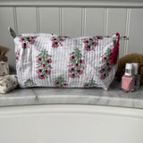 White Bouquet Block Print Cosmetic Bag