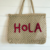 Jute Beach Tote- Hola Red