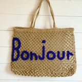 Jute Beach Tote- Bonjour Blue