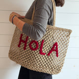 Jute Beach Tote- Hola Red