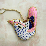 Embroidered Charm- Pink Bird
