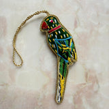 Embroidered Charm- Green Bird