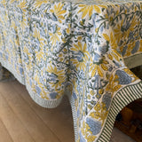 Green Stripe with Yellow Floral Tablecloth