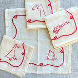 Duck Embroidered Cocktail Napkin Set