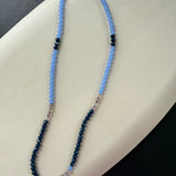 Navy and light blue glass bead necklace
